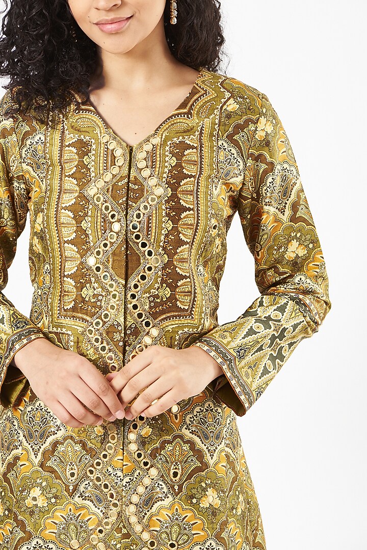 Mustard Printed Jacket Set by CHARU PARASHAR at Pernia's Pop Up Shop