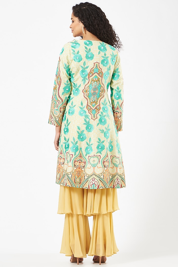 Light Yellow Printed Jacket Set by CHARU PARASHAR at Pernia's Pop Up Shop