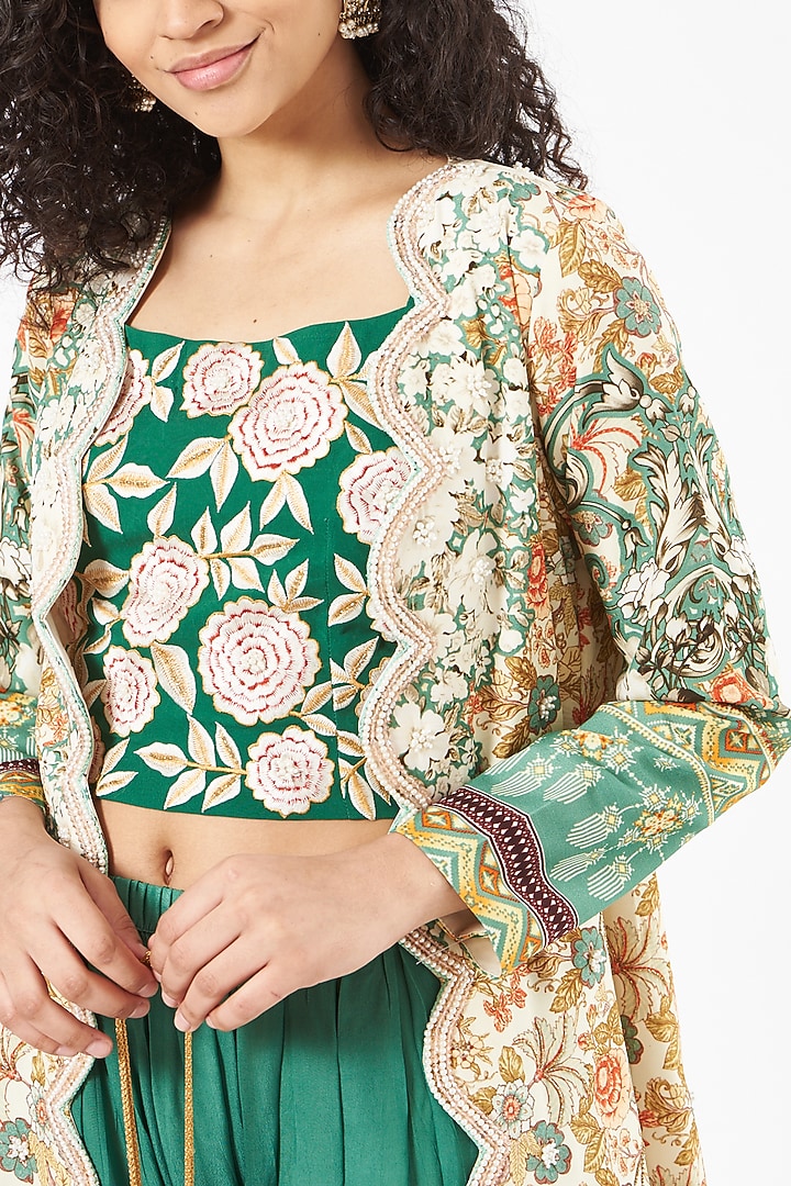 Ivory Printed Jacket Set by CHARU PARASHAR at Pernia's Pop Up Shop
