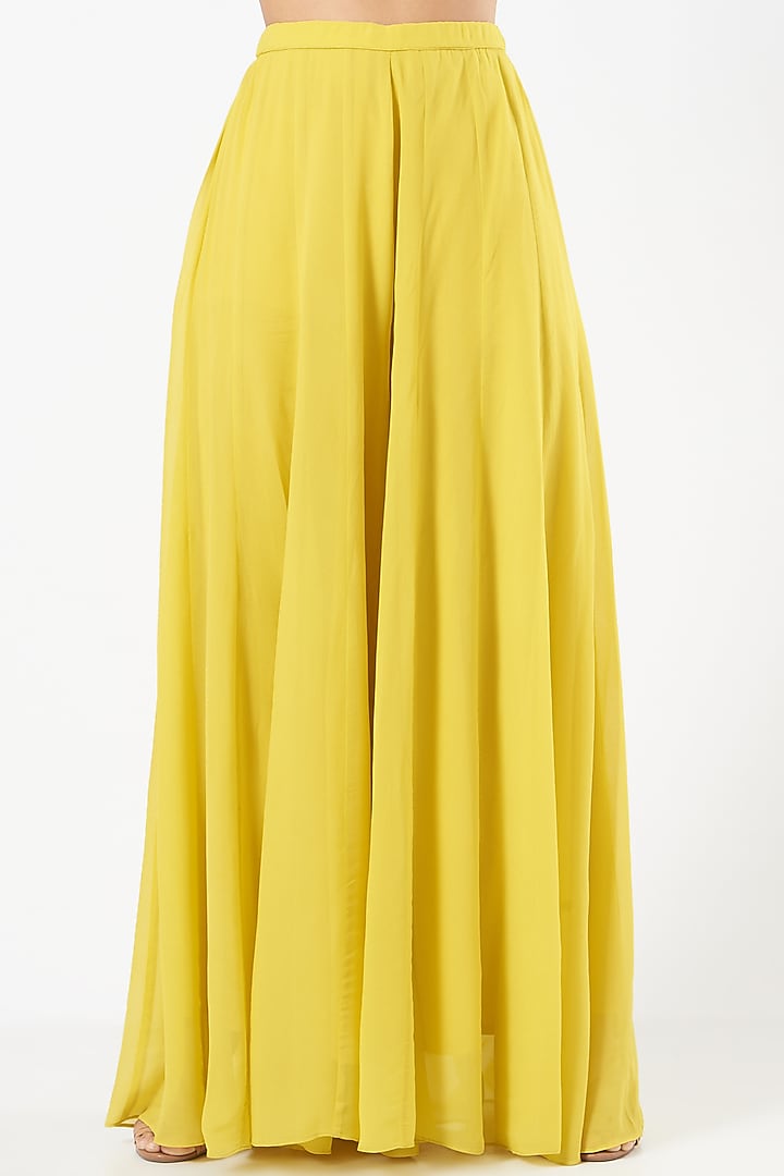 Bright Yellow Hand Embroidered Long Jacket Set by CHARU PARASHAR at Pernia's Pop Up Shop