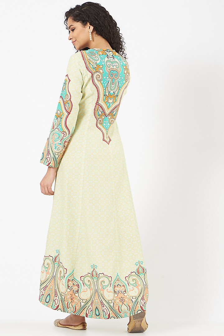 Light Yellow Hand Embroidered Jacket Set by CHARU PARASHAR at Pernia's Pop Up Shop
