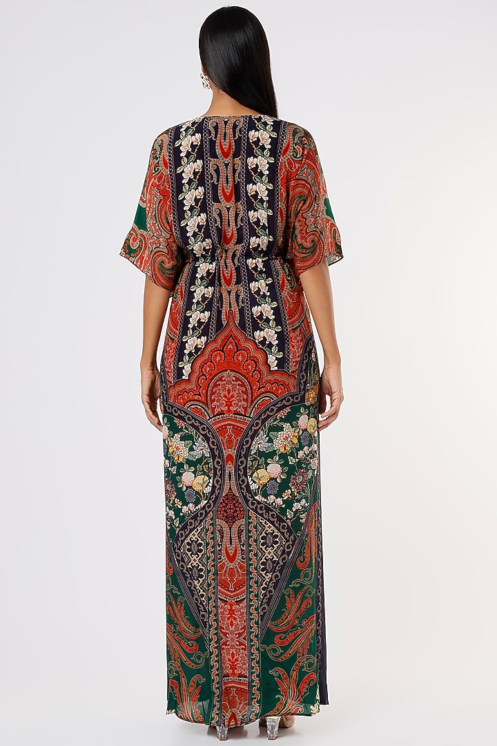 Midnight Blue Digital Printed Kaftan by CHARU PARASHAR at Pernia's Pop Up Shop
