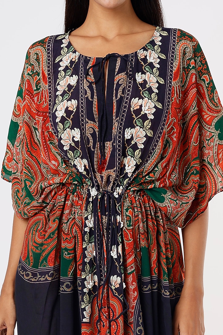 Midnight Blue Digital Printed Kaftan by CHARU PARASHAR at Pernia's Pop Up Shop