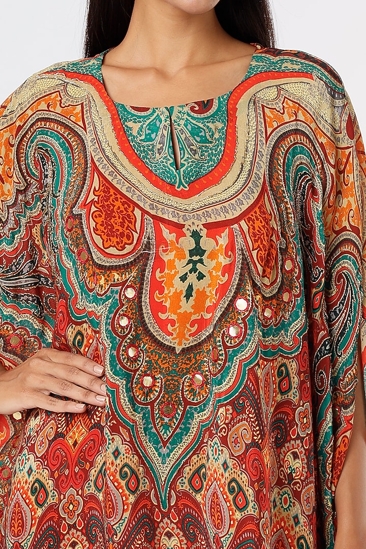 Multi-Colored Tribal Digital Printed Kaftan by CHARU PARASHAR at Pernia's Pop Up Shop