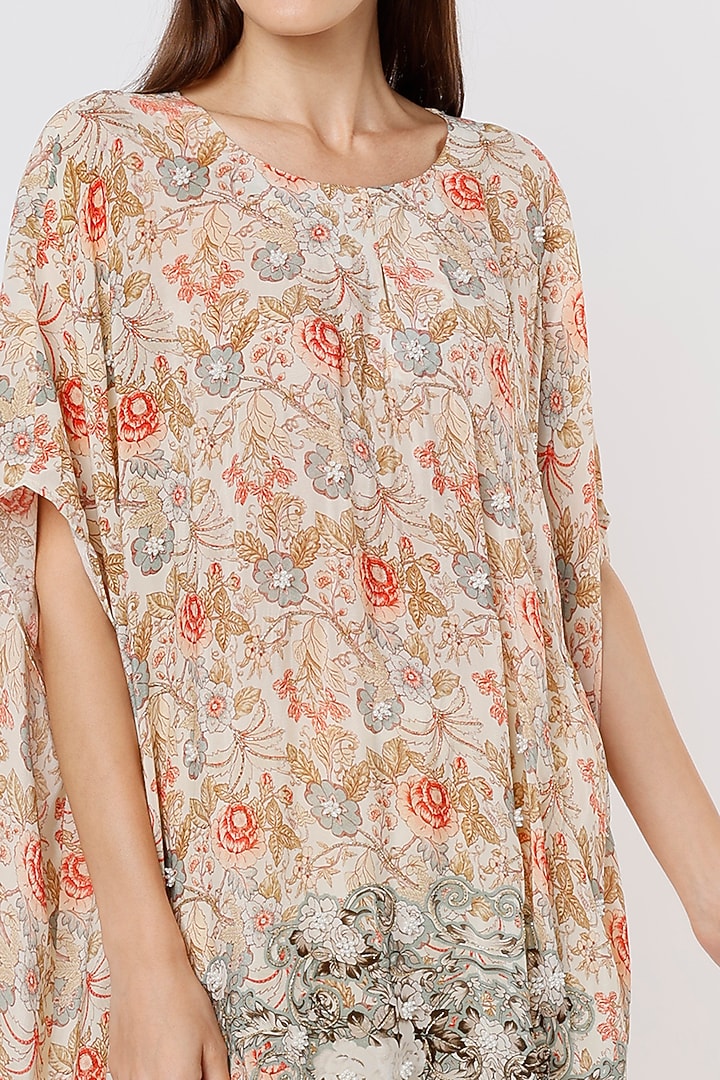 Beige Printed Cape set by CHARU PARASHAR at Pernia's Pop Up Shop