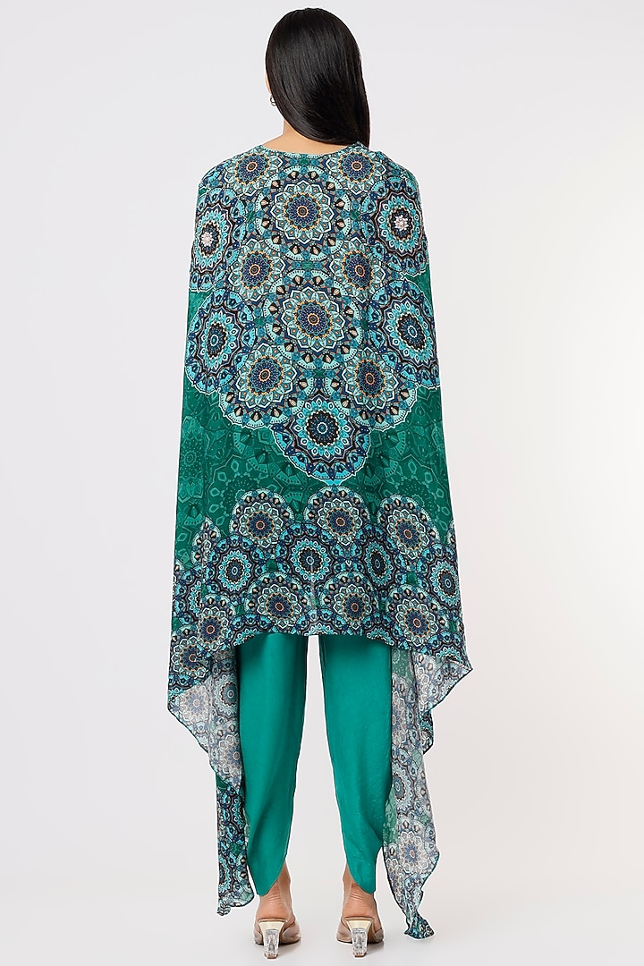 Teal Printed Cape Set by CHARU PARASHAR at Pernia's Pop Up Shop