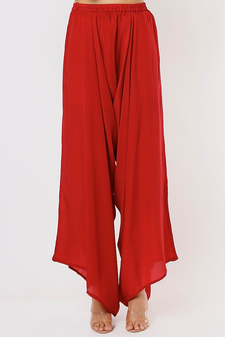 Red Crepe Jacket Set by CHARU PARASHAR at Pernia's Pop Up Shop