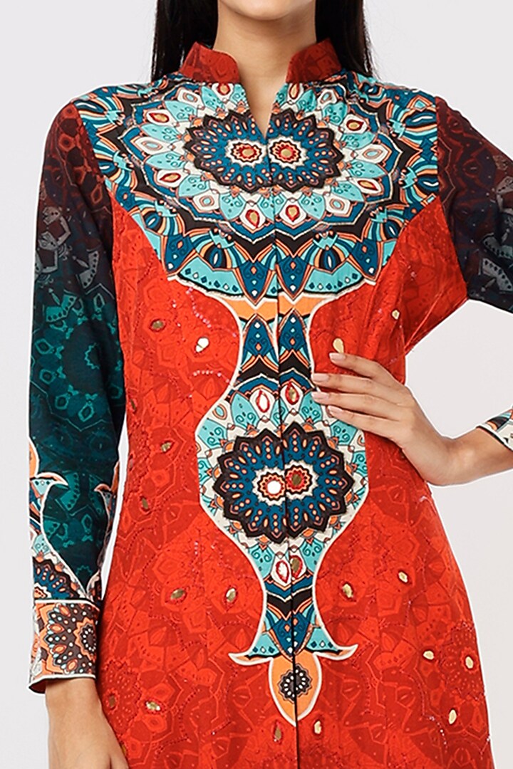 Red Crepe Jacket Set by CHARU PARASHAR at Pernia's Pop Up Shop