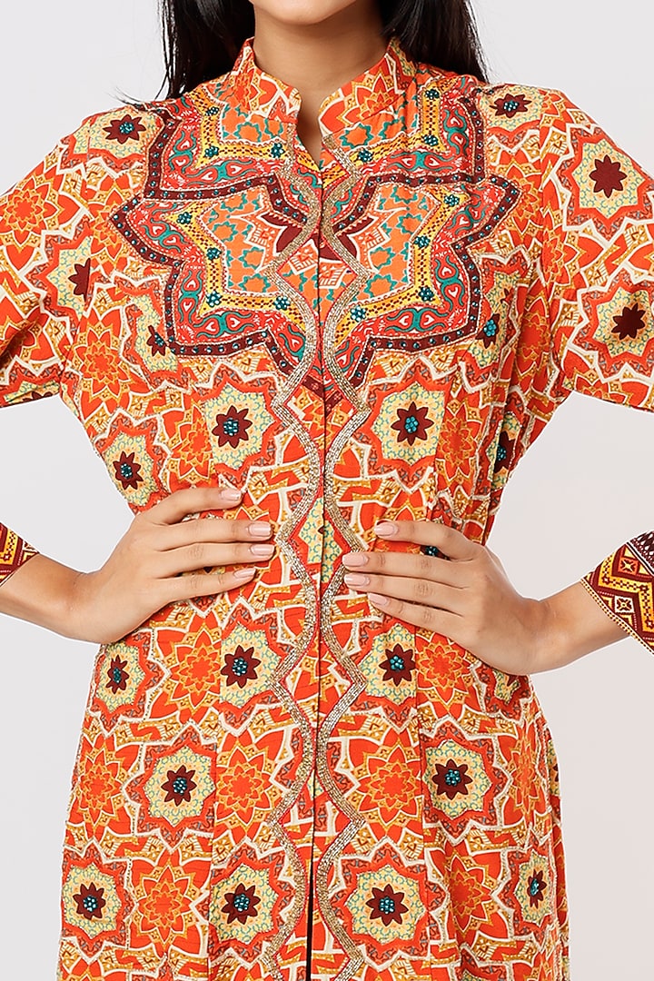 Red Embroidered Jacket Set by CHARU PARASHAR at Pernia's Pop Up Shop