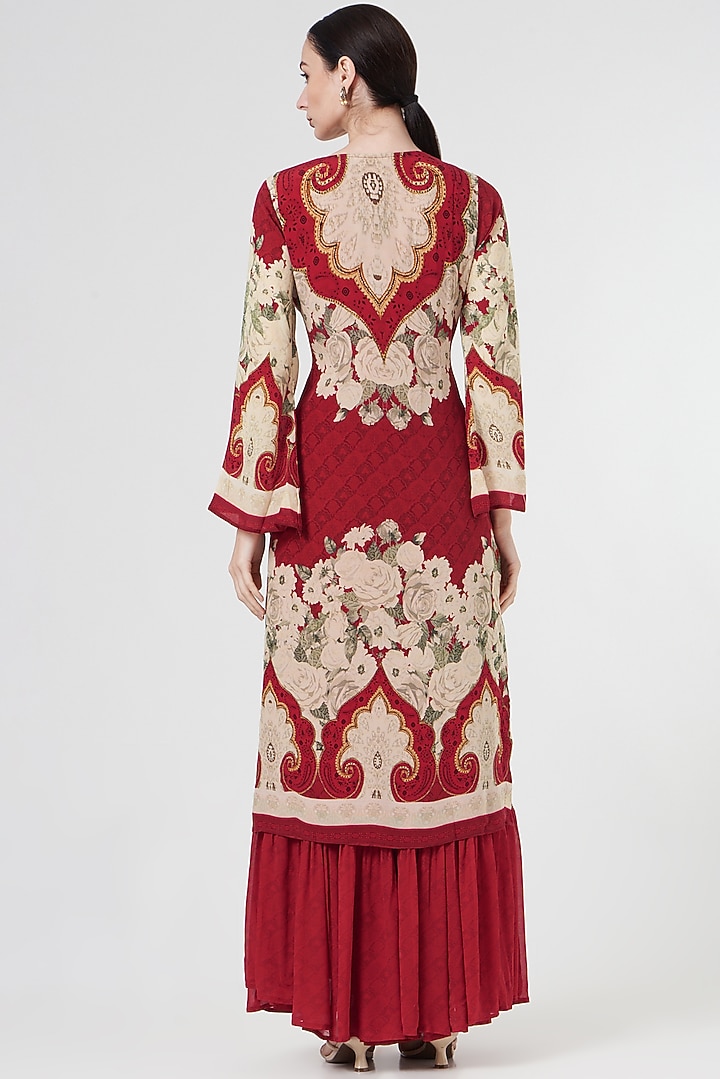 Red Georgette Wedding Sharara Set by CHARU PARASHAR at Pernia's Pop Up Shop