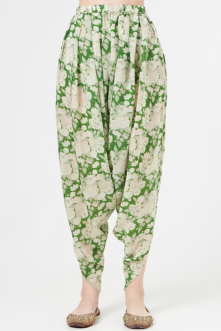 Green & Ivory Printed Cape Set by CHARU PARASHAR at Pernia's Pop Up Shop