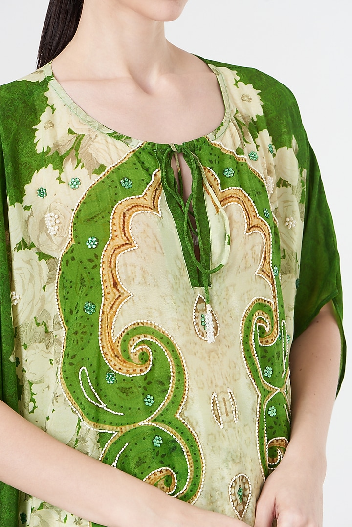 Green & Ivory Printed Cape Set by CHARU PARASHAR at Pernia's Pop Up Shop