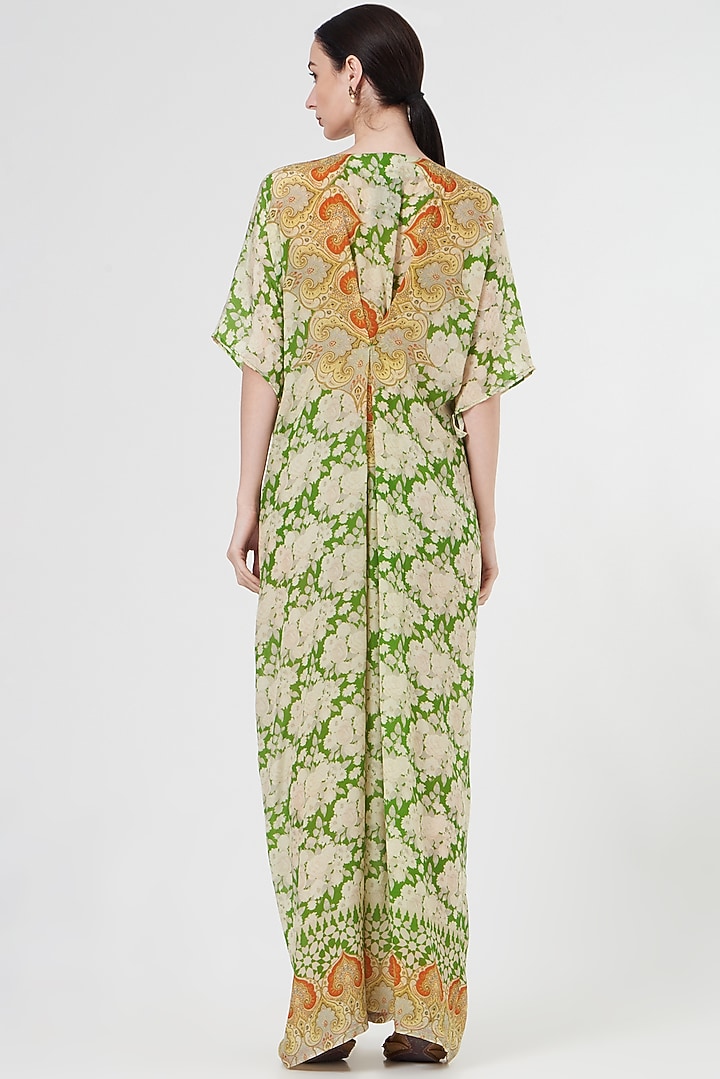 Green & Ivory Printed Kaftan by CHARU PARASHAR at Pernia's Pop Up Shop