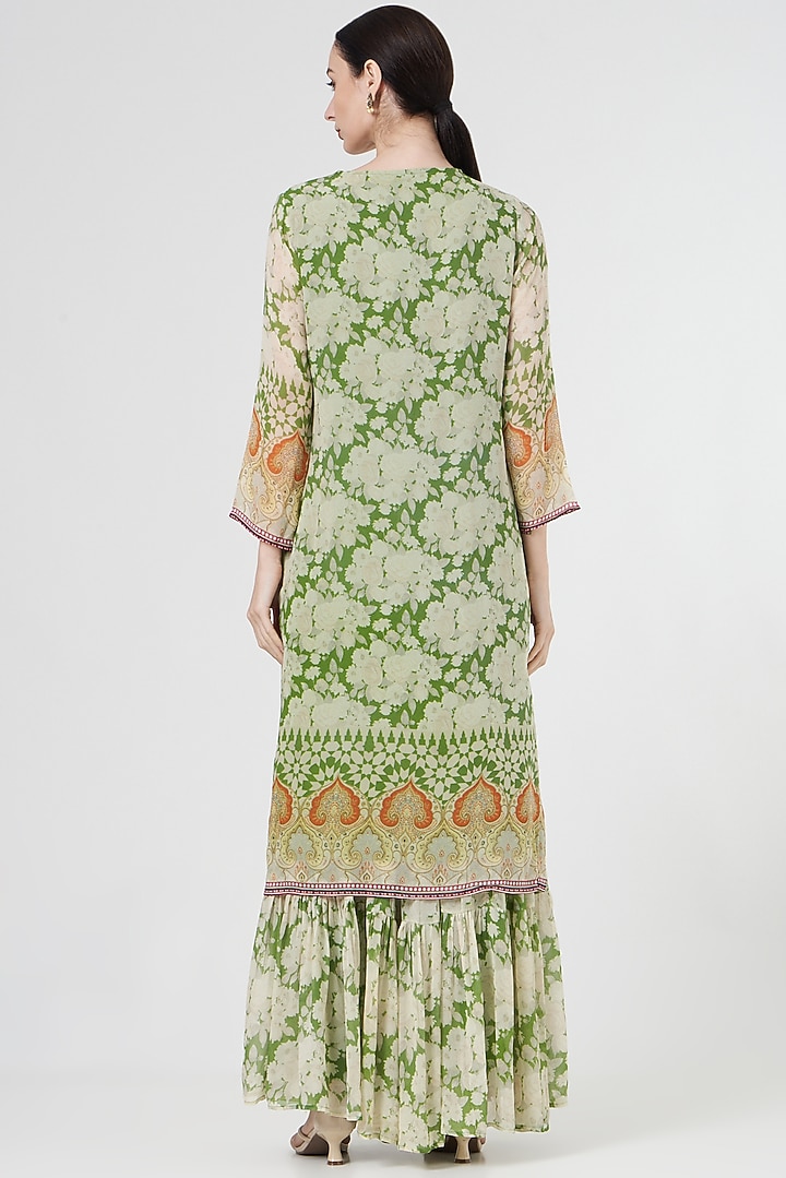 Green & Ivory Printed Wedding Sharara Set by CHARU PARASHAR at Pernia's Pop Up Shop
