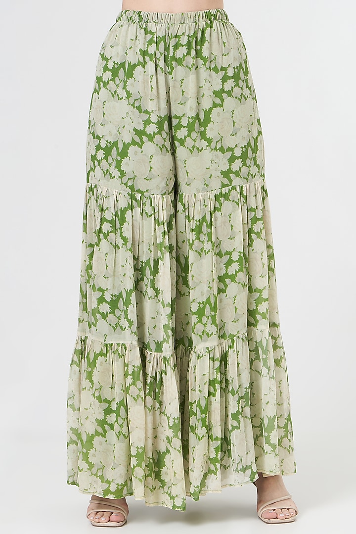 Green & Ivory Printed Wedding Sharara Set by CHARU PARASHAR at Pernia's Pop Up Shop