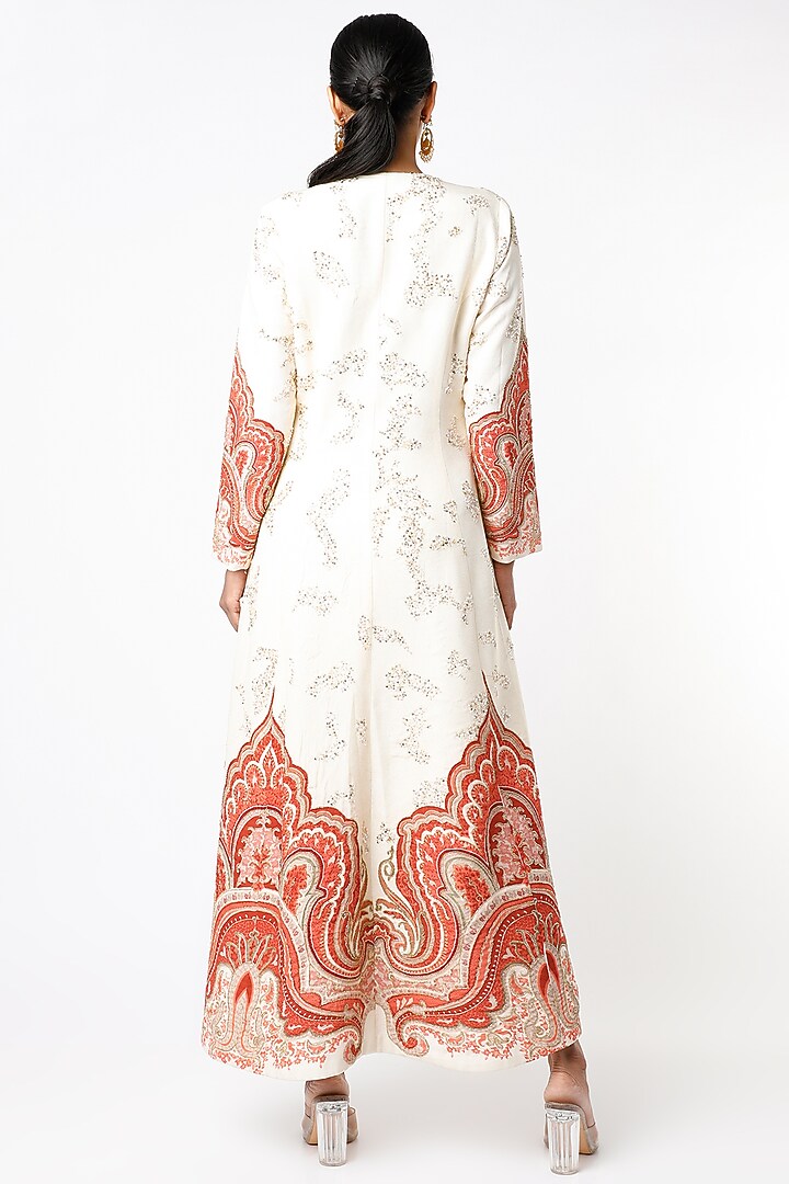 Cream Digital Printed Long Jacket by CHARU PARASHAR at Pernia's Pop Up Shop