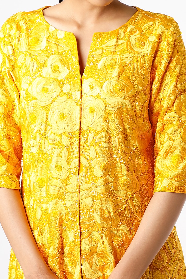 Yellow Georgette Wedding Sharara Set by CHARU PARASHAR at Pernia's Pop Up Shop