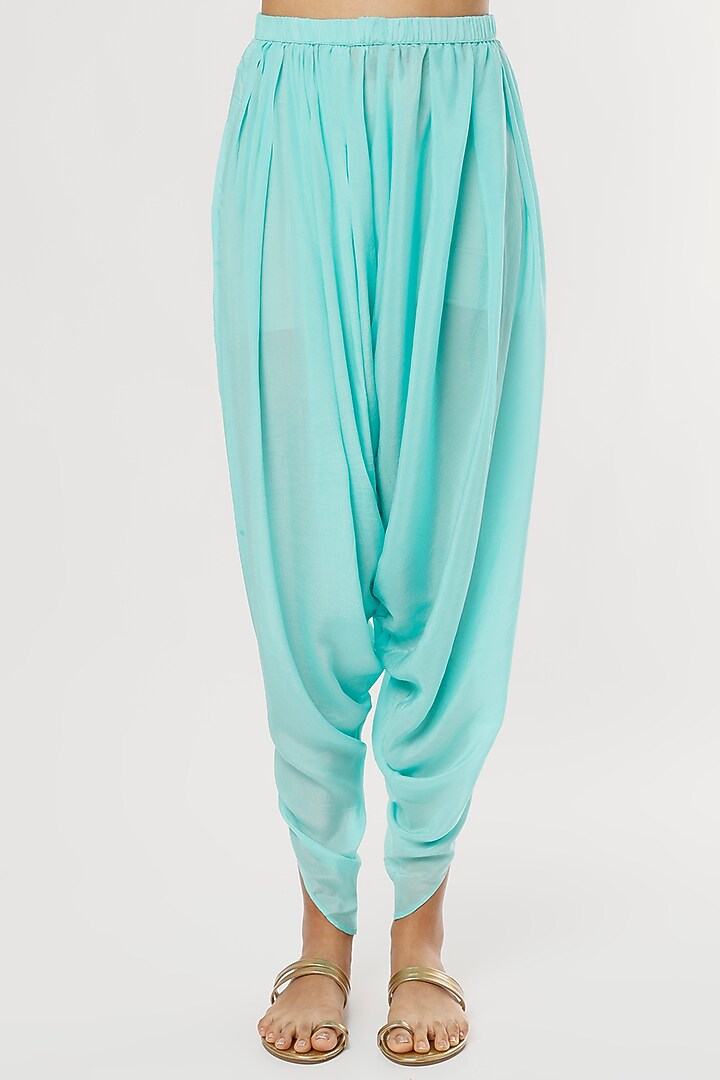 Sky Blue & Green Digital Printed Cape Set by CHARU PARASHAR at Pernia's Pop Up Shop