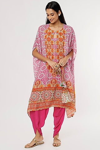 Pink Embellished Cape Set by CHARU PARASHAR