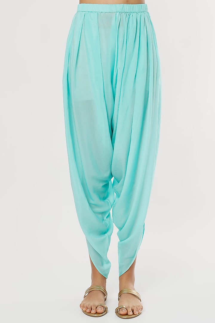 Sky Blue & Green Digital Printed Cape Set by CHARU PARASHAR at Pernia's Pop Up Shop
