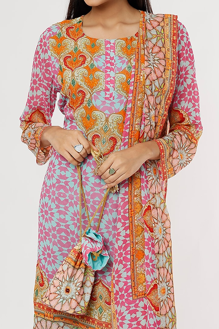 Pink Embellished Wedding Sharara Set by CHARU PARASHAR at Pernia's Pop Up Shop