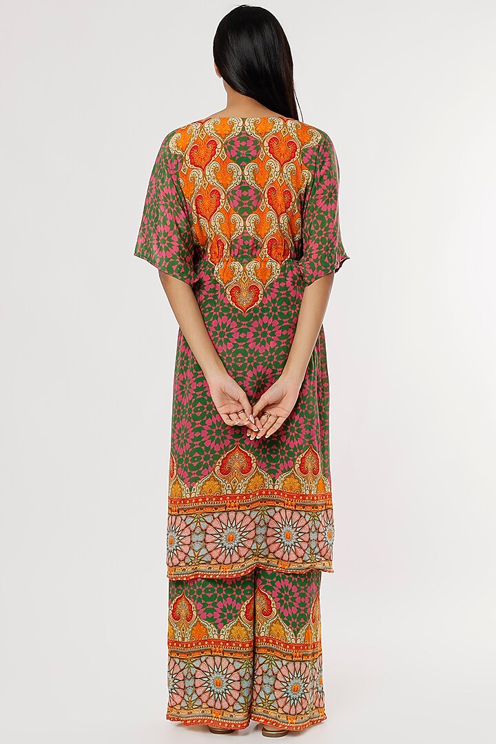 Hot Pink & Green Printed Co-Ord Set by CHARU PARASHAR at Pernia's Pop Up Shop