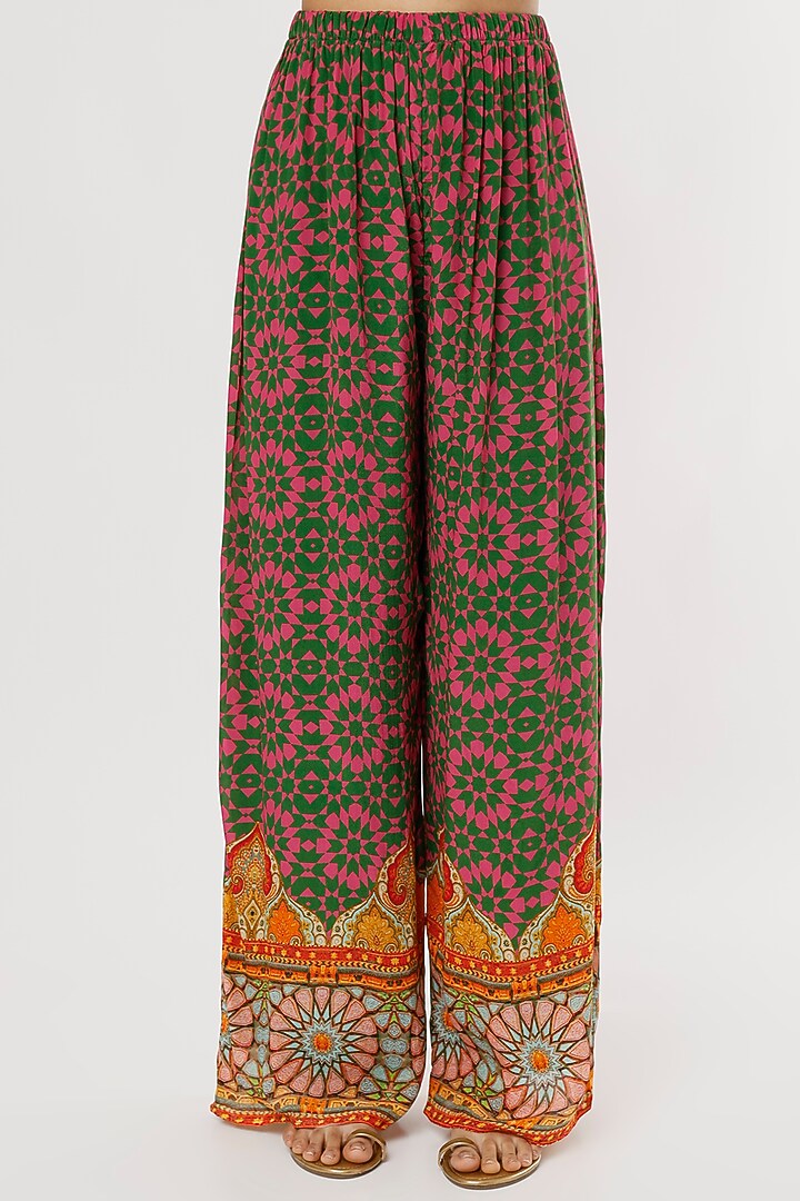 Hot Pink & Green Printed Co-Ord Set by CHARU PARASHAR at Pernia's Pop Up Shop