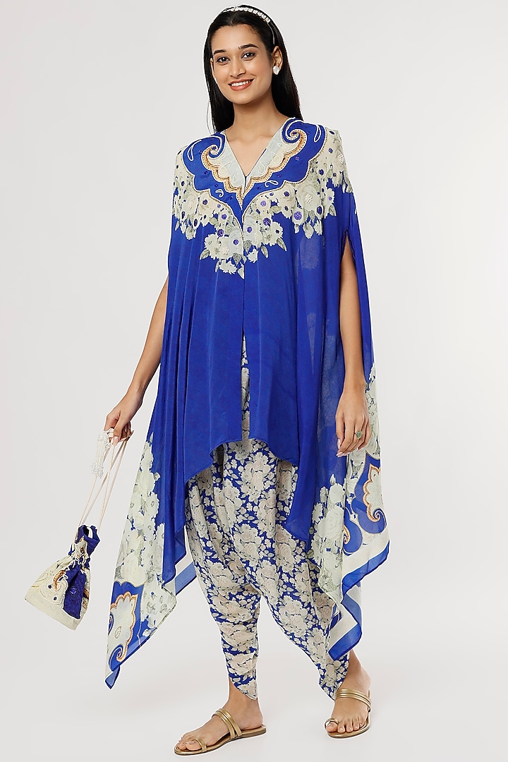 Blue Digital Printed Cape Set by CHARU PARASHAR at Pernia's Pop Up Shop