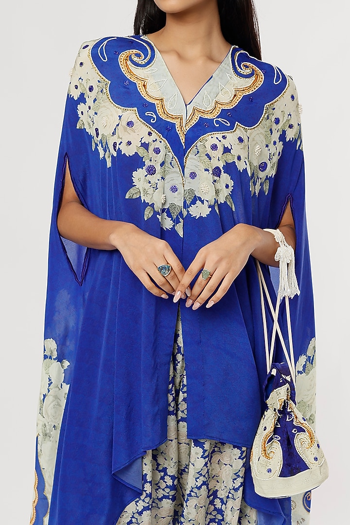 Blue Digital Printed Cape Set by CHARU PARASHAR at Pernia's Pop Up Shop