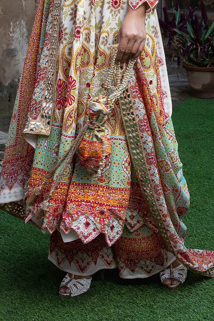Multi-Colored Crepe Printed Wedding Anarkali Set by CHARU PARASHAR at Pernia's Pop Up Shop