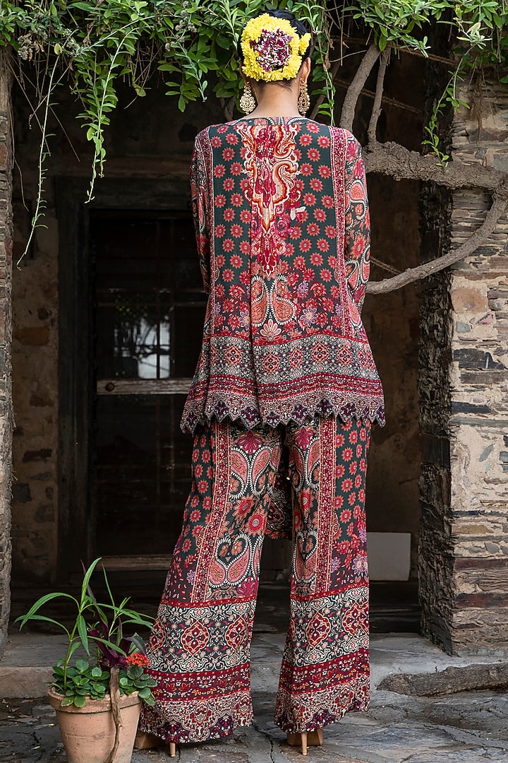 Multi-Colored Crepe Digital Printed Kurta Set by CHARU PARASHAR at Pernia's Pop Up Shop