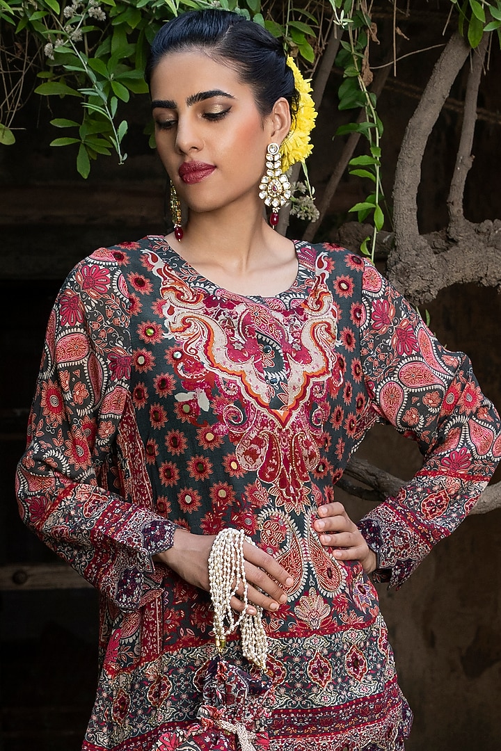 Multi-Colored Crepe Digital Printed Kurta Set by CHARU PARASHAR at Pernia's Pop Up Shop