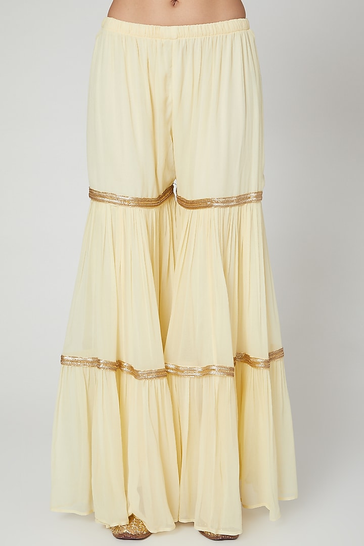 Cream Printed & Heavily Embroidered Wedding Sharara Set by CHARU PARASHAR at Pernia's Pop Up Shop