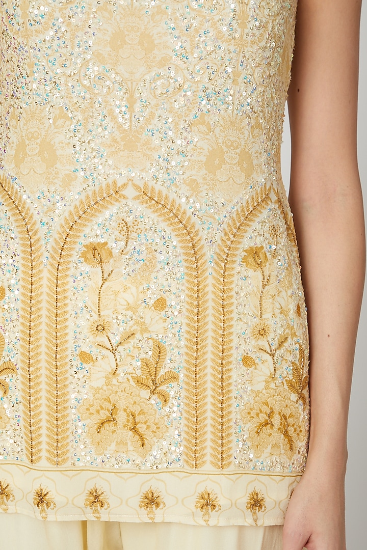 Cream Printed & Heavily Embroidered Wedding Sharara Set by CHARU PARASHAR at Pernia's Pop Up Shop