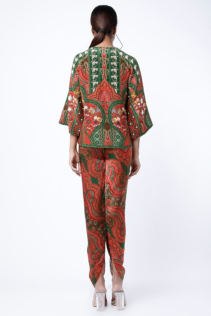 Red Printed Dhoti Set by CHARU PARASHAR at Pernia's Pop Up Shop