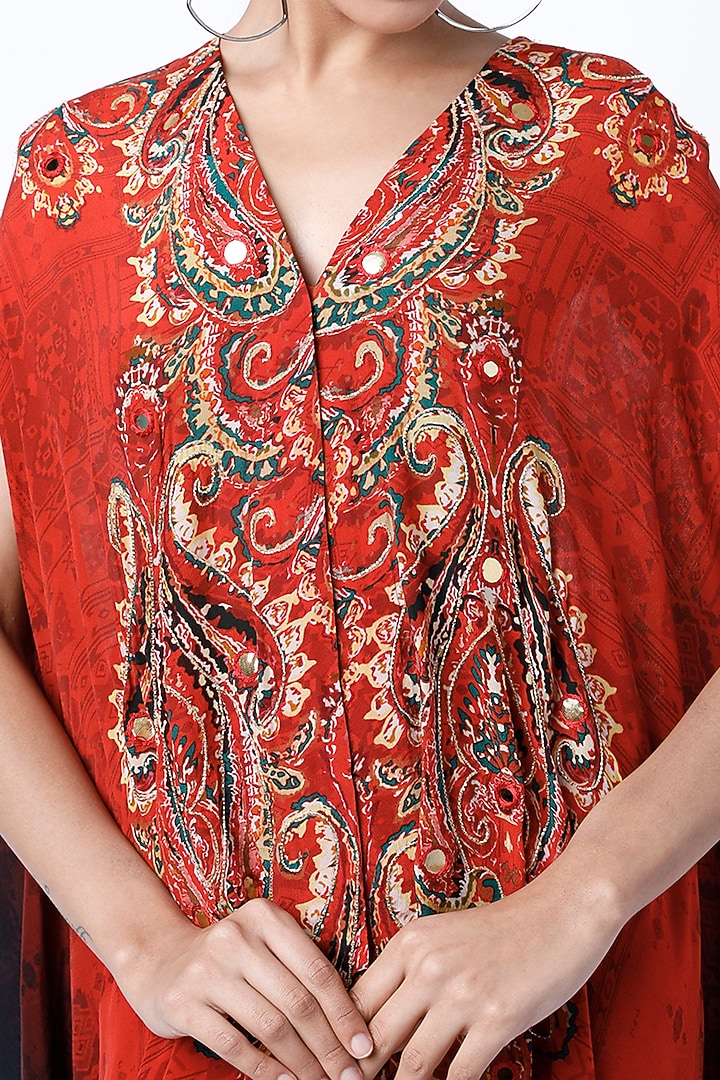 Red Hand Embellished Dhoti Set by CHARU PARASHAR at Pernia's Pop Up Shop