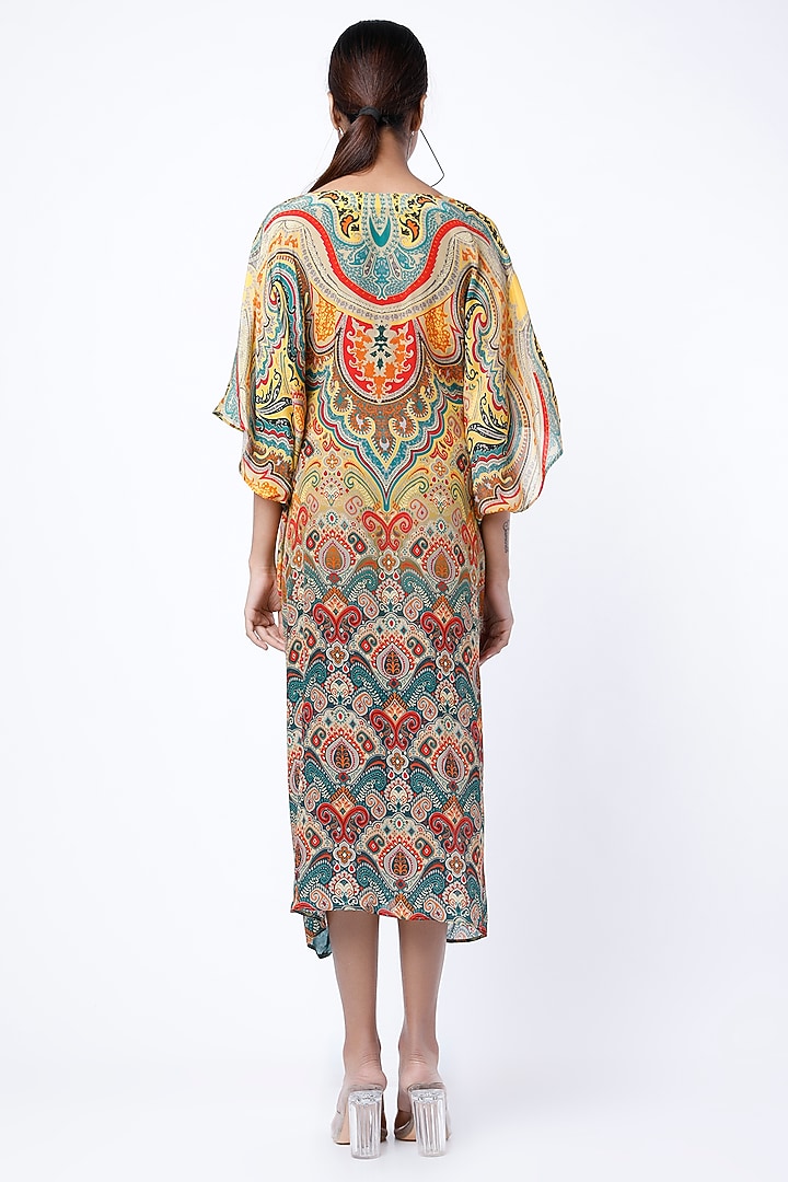 Yellow Hand Embellished Kaftan by CHARU PARASHAR at Pernia's Pop Up Shop