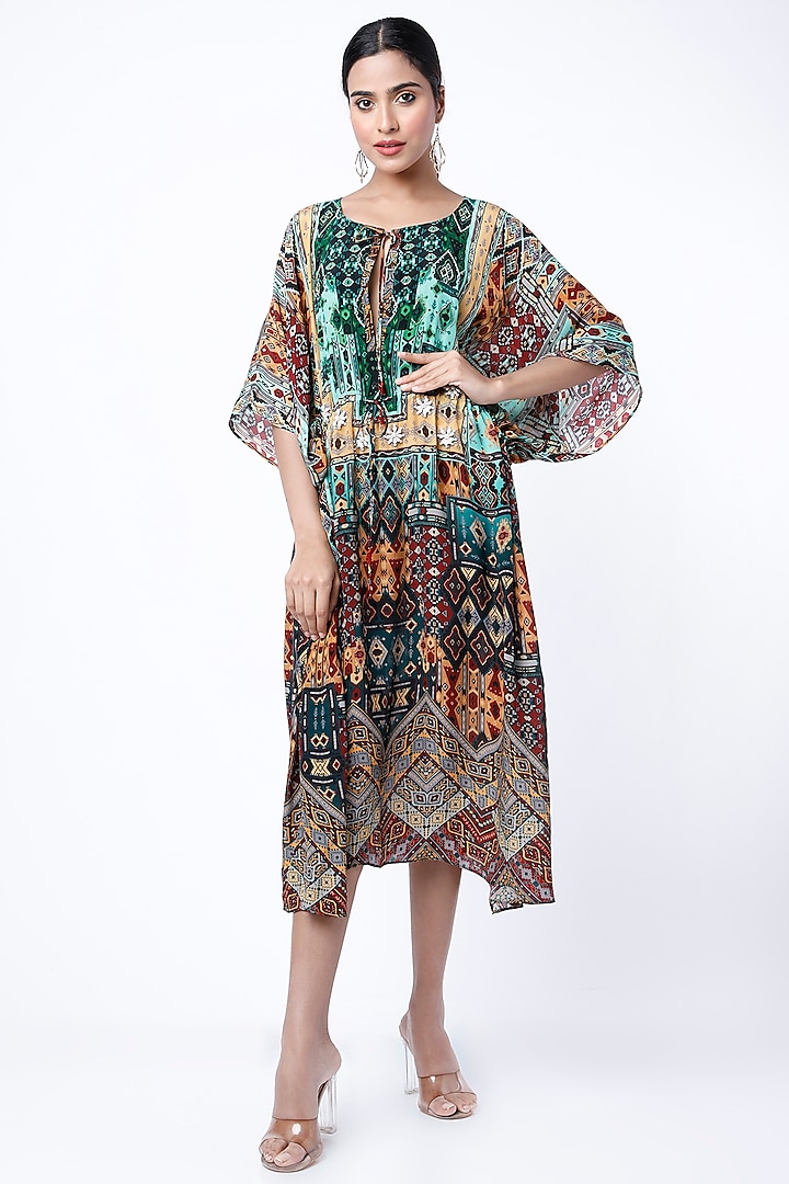 Multi-Coloured Tribal Printed Kaftan by CHARU PARASHAR at Pernia's Pop Up Shop