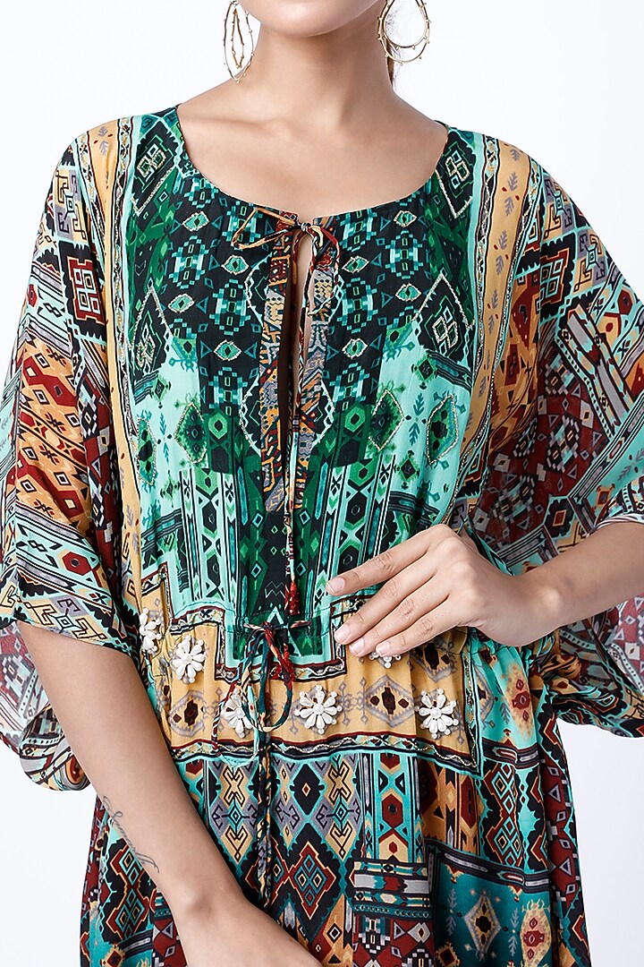Multi-Coloured Tribal Printed Kaftan by CHARU PARASHAR at Pernia's Pop Up Shop