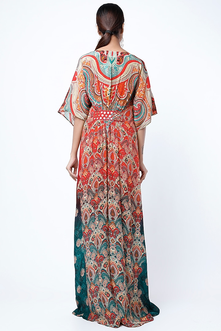Red Digital Printed Kaftan by CHARU PARASHAR at Pernia's Pop Up Shop