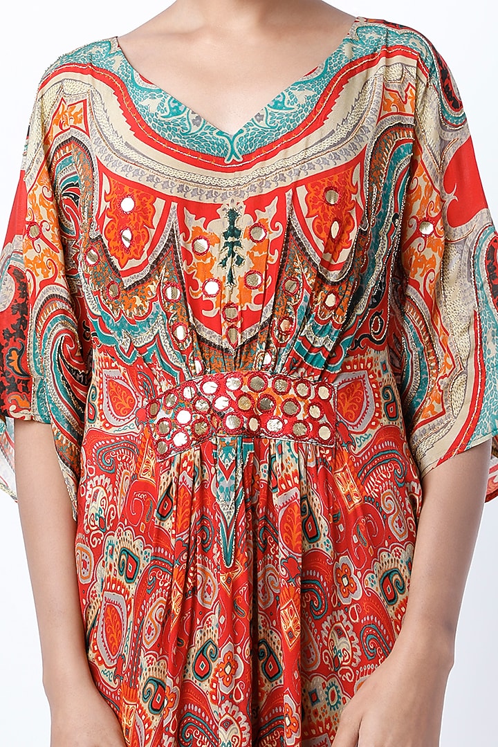 Red Digital Printed Kaftan by CHARU PARASHAR at Pernia's Pop Up Shop