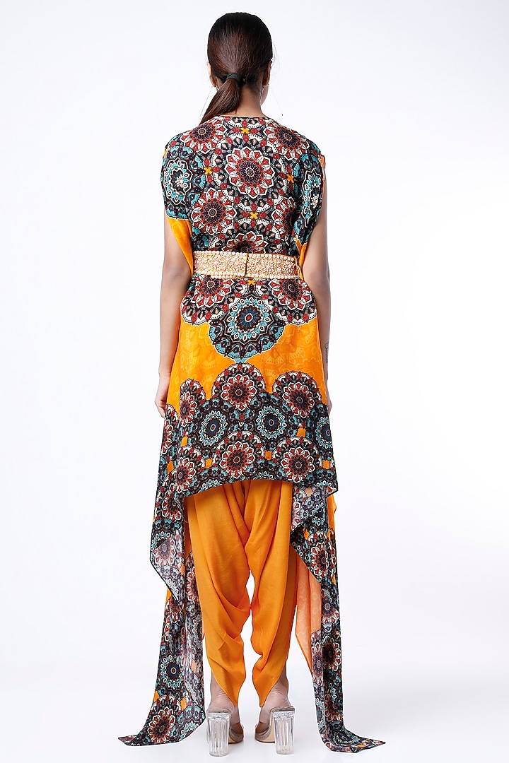 Multi Colored Printed High-Low Cape Set by CHARU PARASHAR at Pernia's Pop Up Shop