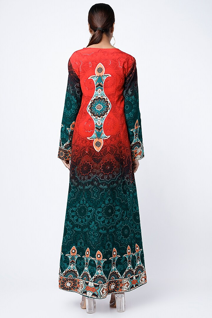 Blue & Red Digital Printed Jacket Set by CHARU PARASHAR at Pernia's Pop Up Shop