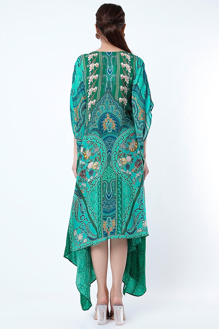 Turquoise Sequins Hand Embroidered Cape by CHARU PARASHAR at Pernia's Pop Up Shop
