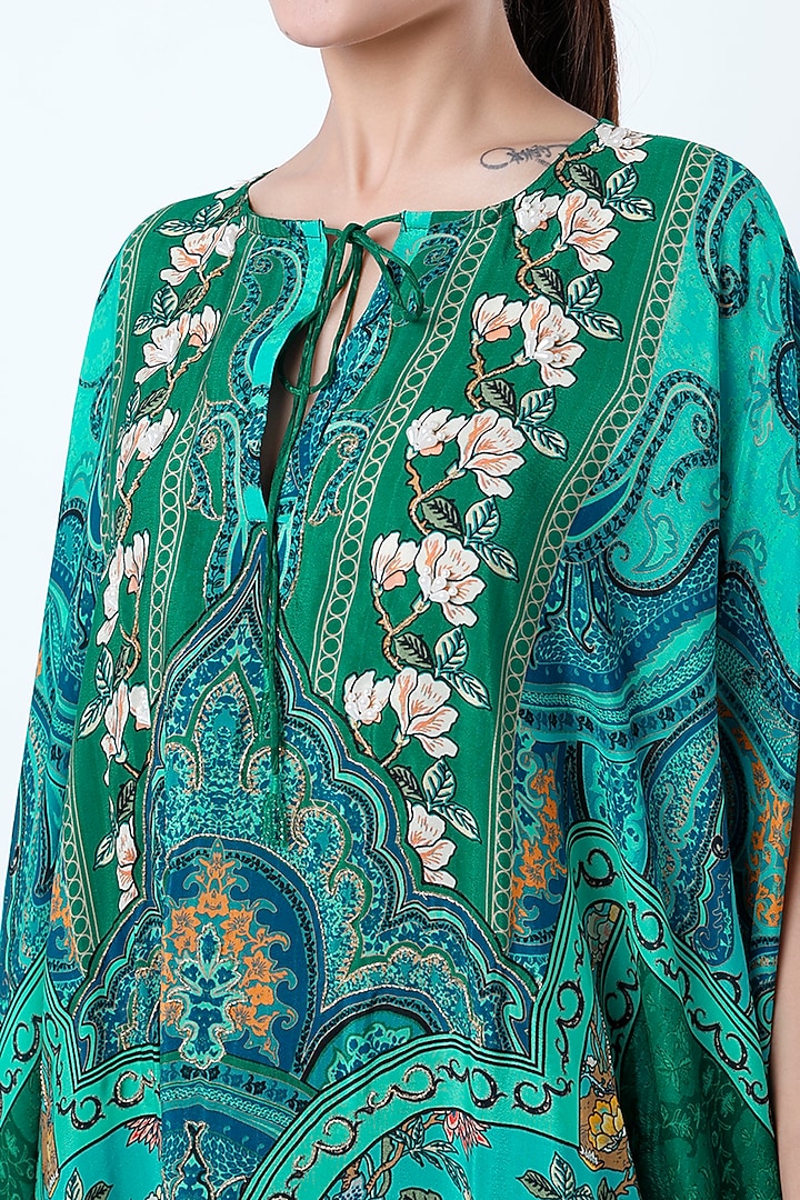 Turquoise Sequins Hand Embroidered Cape by CHARU PARASHAR at Pernia's Pop Up Shop