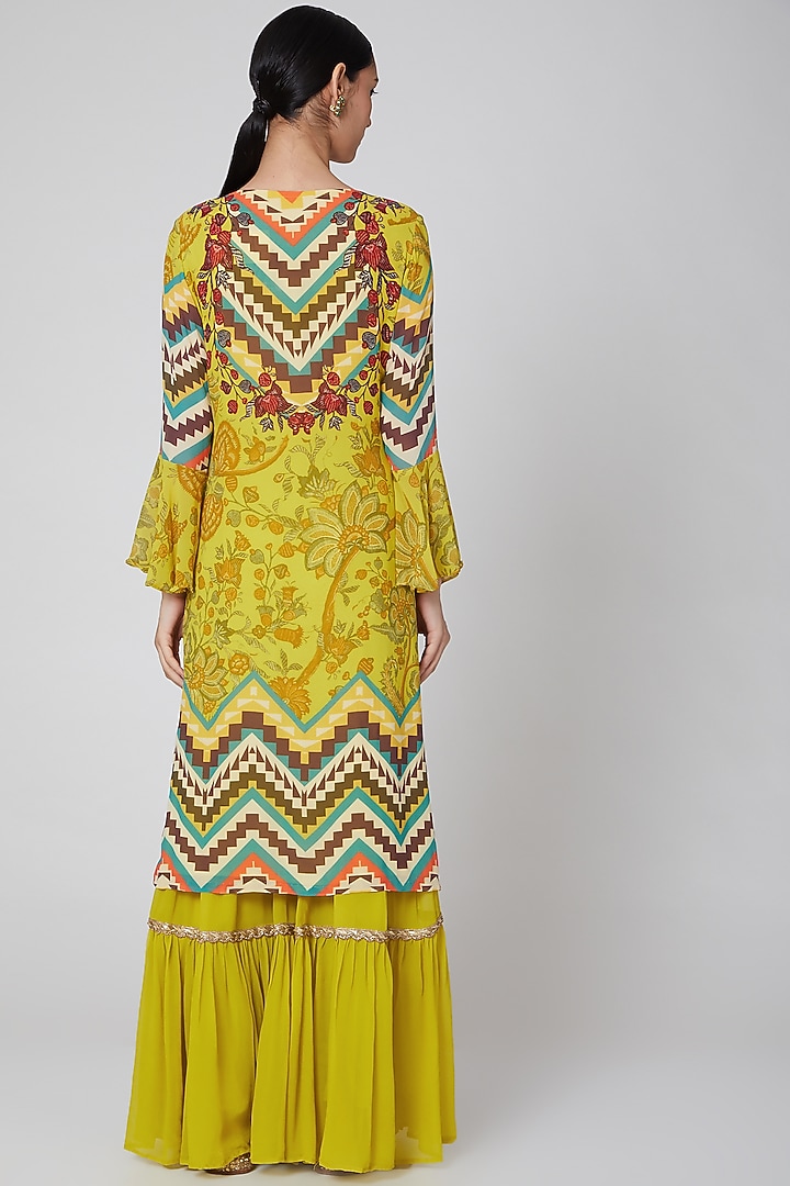 Yellow Printed Wedding Sharara Set by CHARU PARASHAR at Pernia's Pop Up Shop