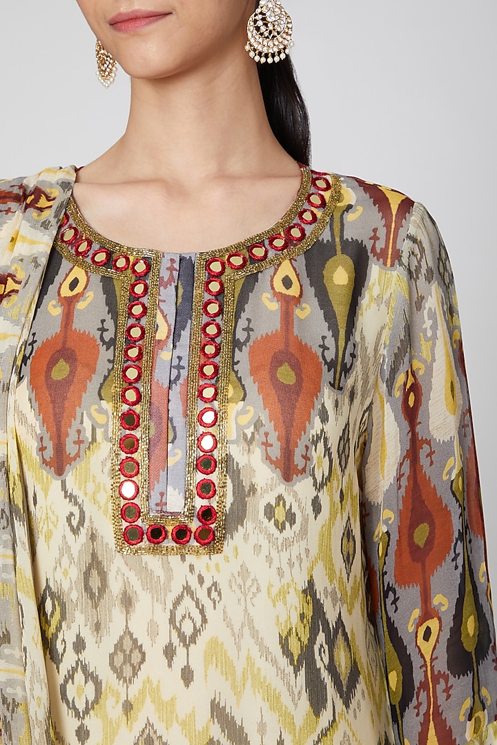 Cream Printed Wedding Sharara Set by CHARU PARASHAR at Pernia's Pop Up Shop