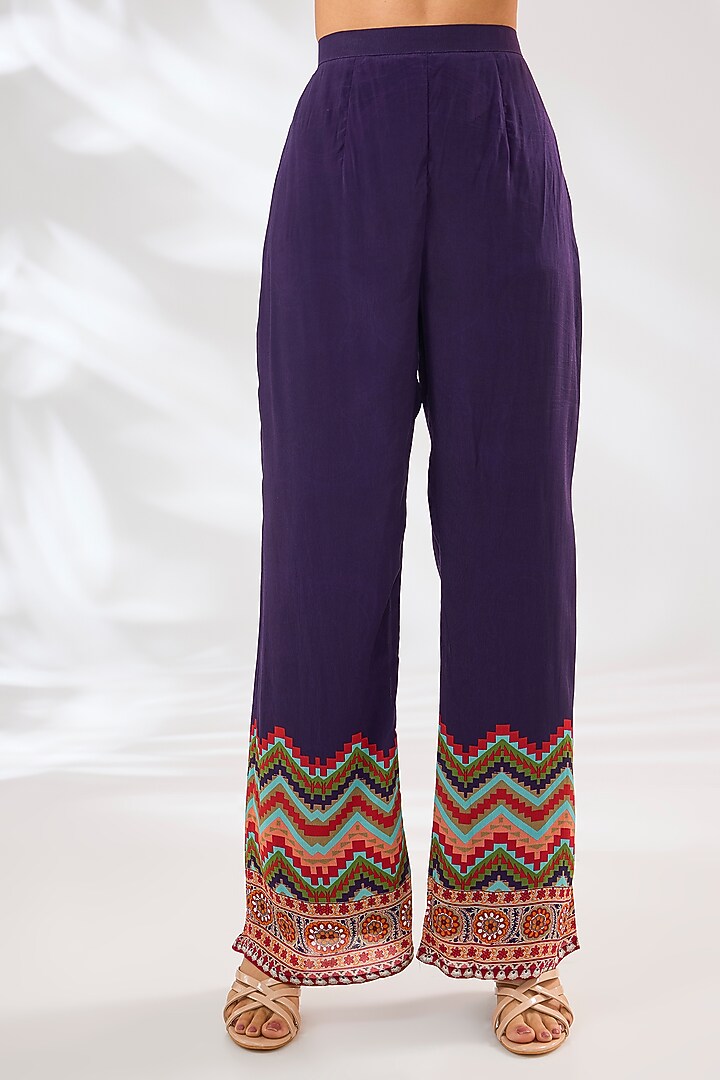 Purple Crepe Chevron Floral Printed Co-Ord Set by CHARU PARASHAR at Pernia's Pop Up Shop