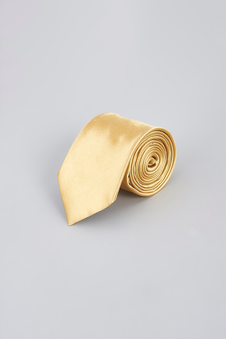 Golden Micro Satin Tie & Pocket Square by CP SINGH
