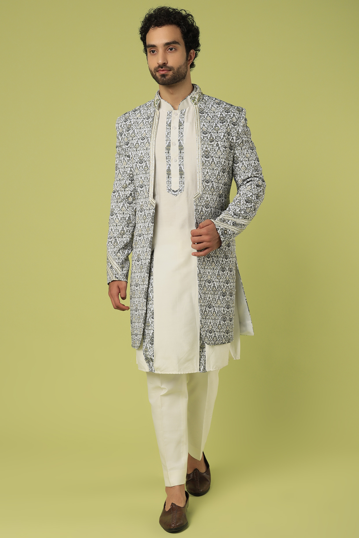 Multi-Colored Italian Indo Western Set by C P SINGH